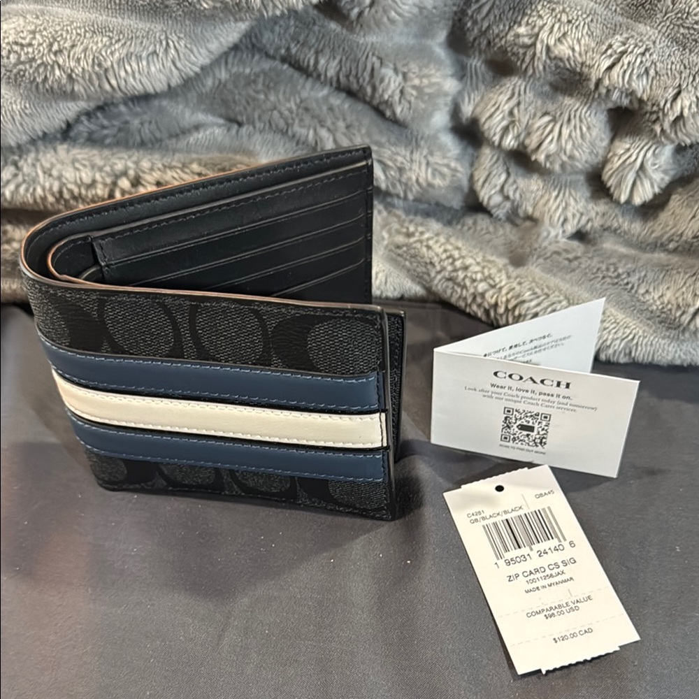 Coach Men's Black and Blue Wallet